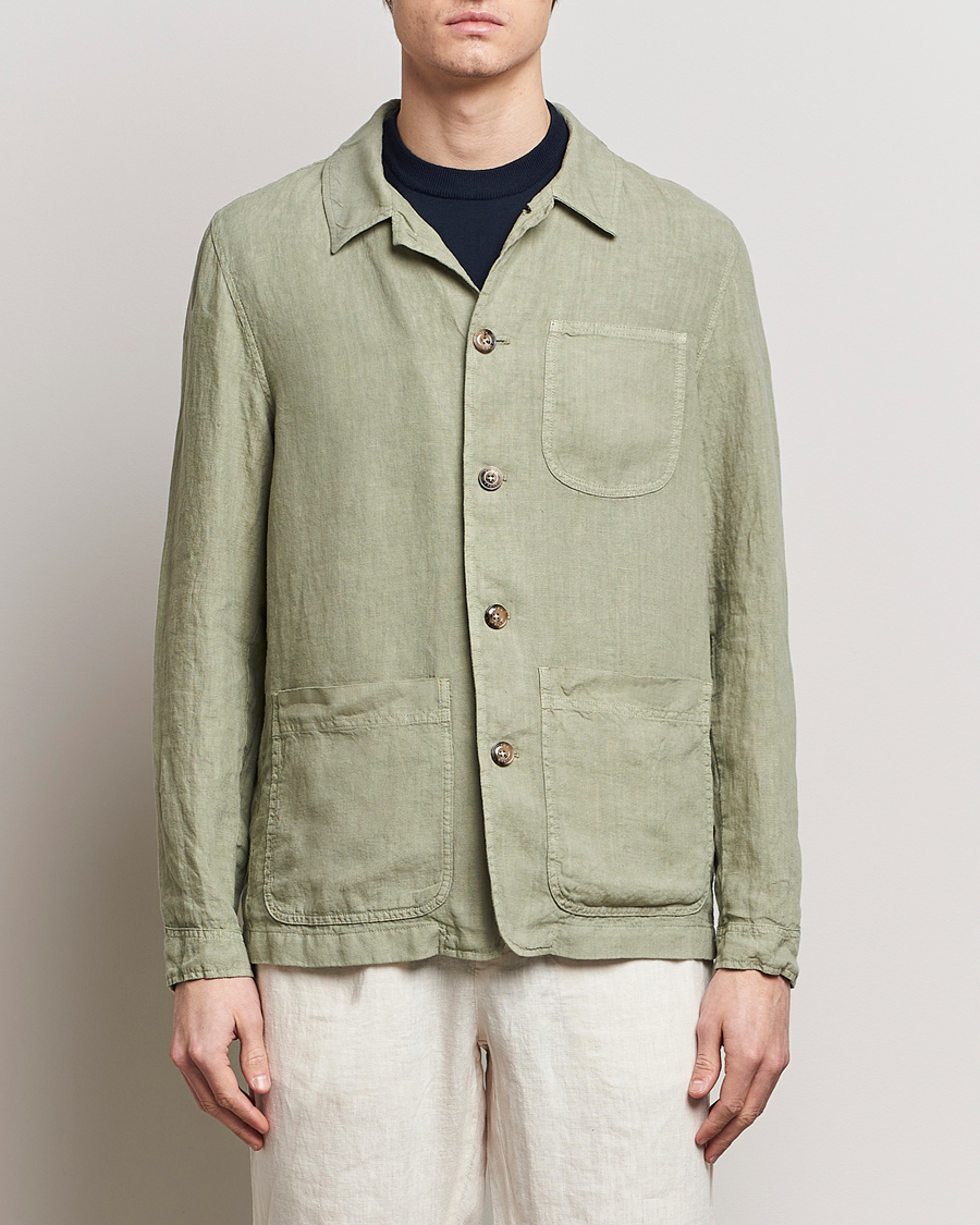 Herre | Overshirts | Altea | Linen Shirt Jacket Olive