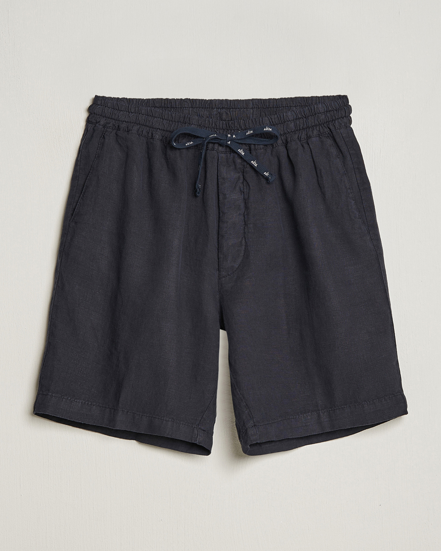 Herre |  | Altea | Linen Drawstring Shorts Navy