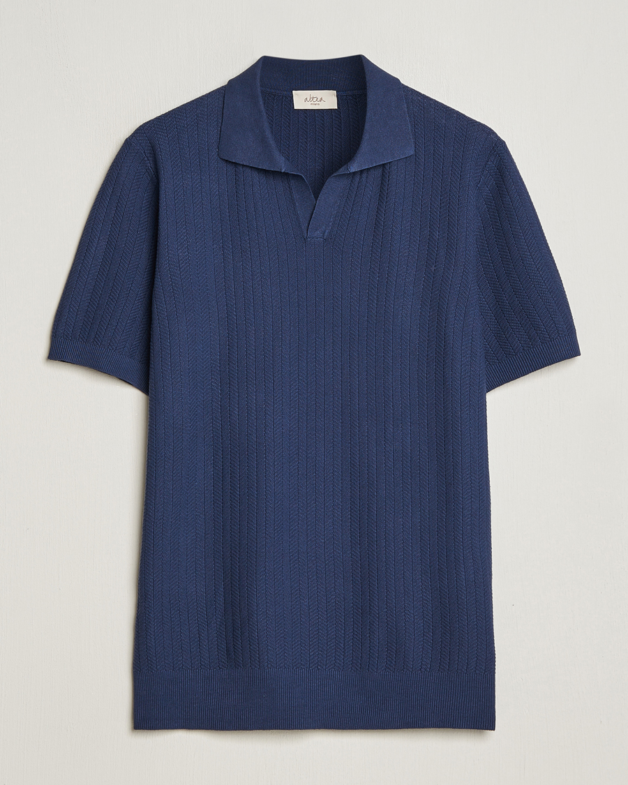 Herre |  | Altea | Knitted Chevron Polo Navy