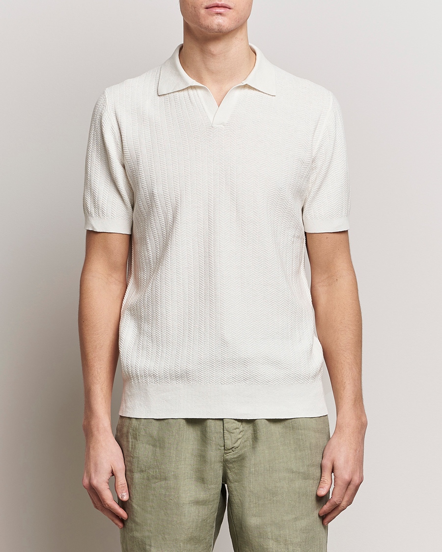 Herre | Altea | Altea | Knitted Chevron Polo Off White