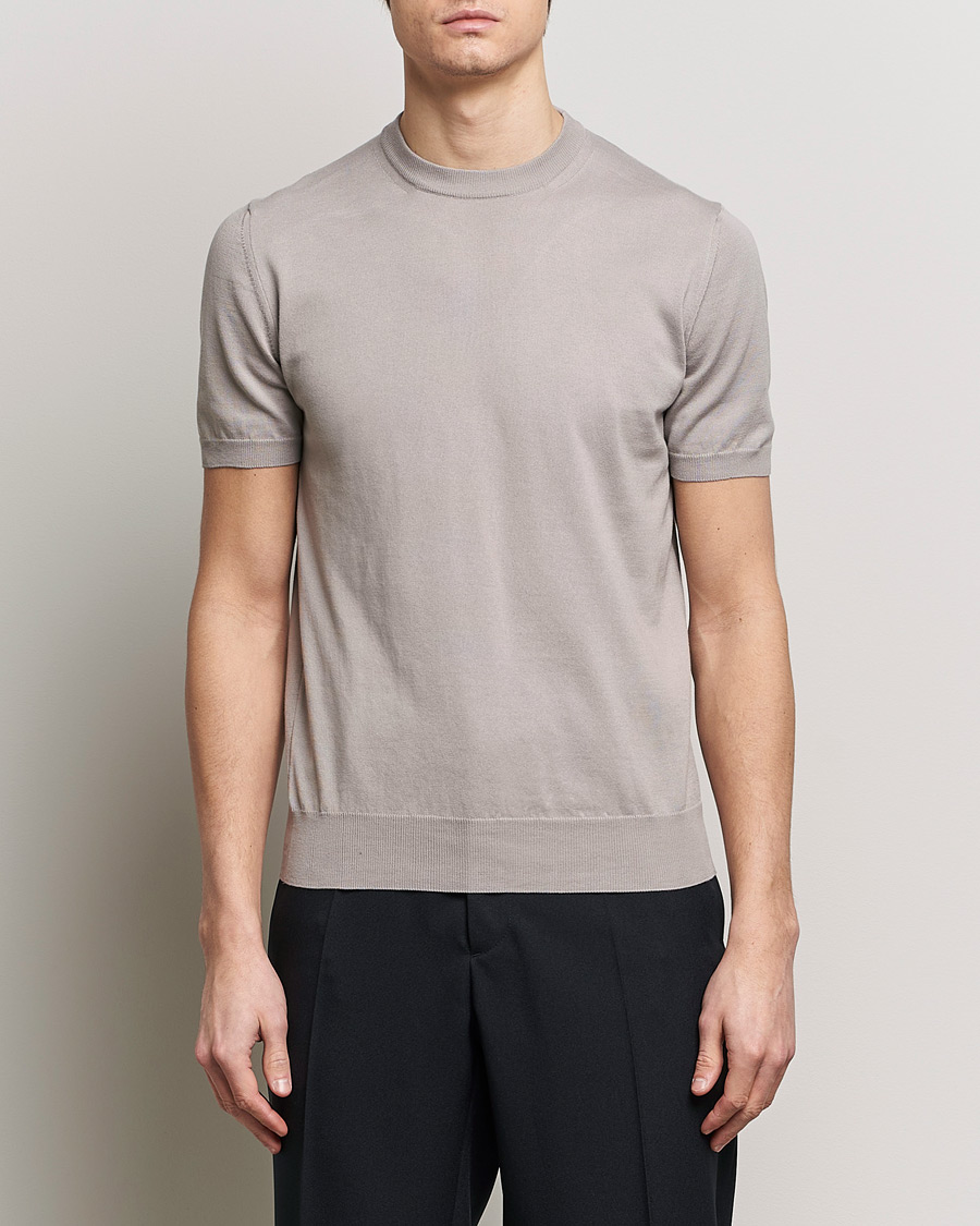 Herre |  | Altea | Extrafine Cotton Knit T-Shirt Taupe