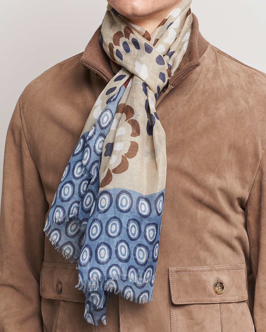 Men |  | Altea | Printed Linen Scarf Beige/Burgundy