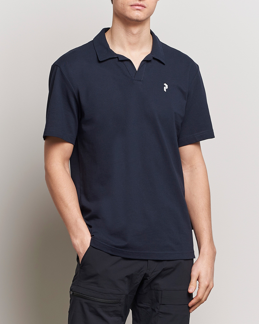 Herre | Kortærmede polotrøjer | Peak Performance | Cotton Coolmax Open Collar Polo Salute Blue