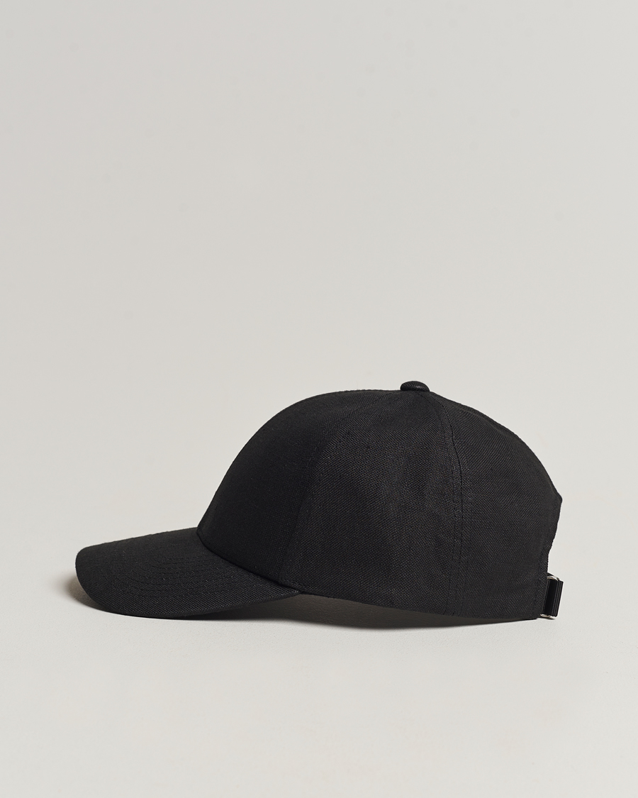 Herre | Tilbehør | Varsity Headwear | Linen Baseball Cap Licorice Black