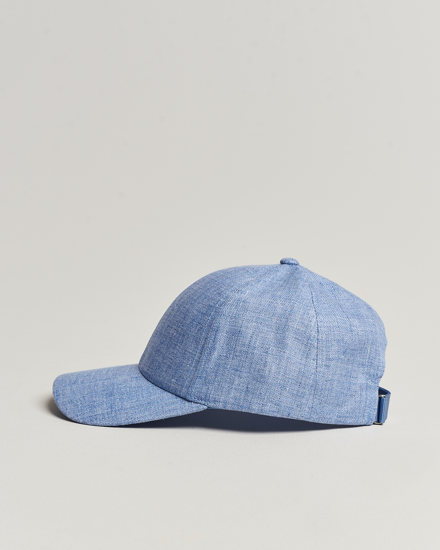 Herre | Kasketter | Varsity Headwear | Linen Baseball Cap Azure Blue