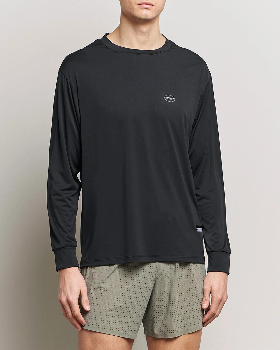 Herre | Sorte t-shirts | Satisfy | AuraLite Long Sleeve T-Shirt Black