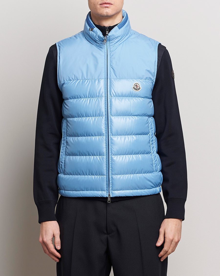 Herre | Efterårsjakker | Moncler | Cerces Down Vest Light Blue