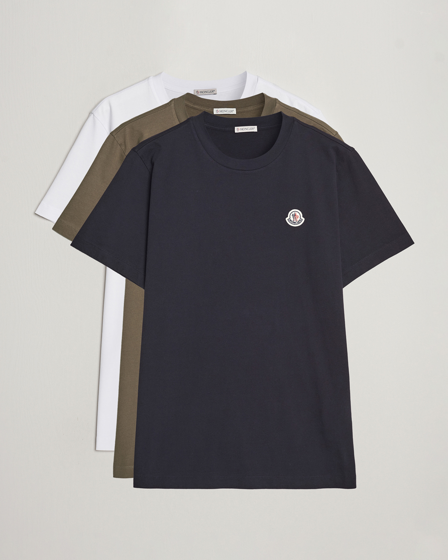 Herre | T-Shirts | Moncler | 3-Pack T-Shirt Black/Military/White
