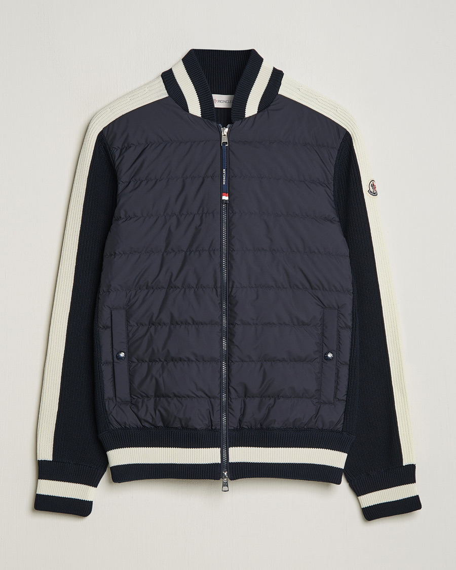 Herre | Trøjer | Moncler | Contrast Rib Padded Cardigan Navy