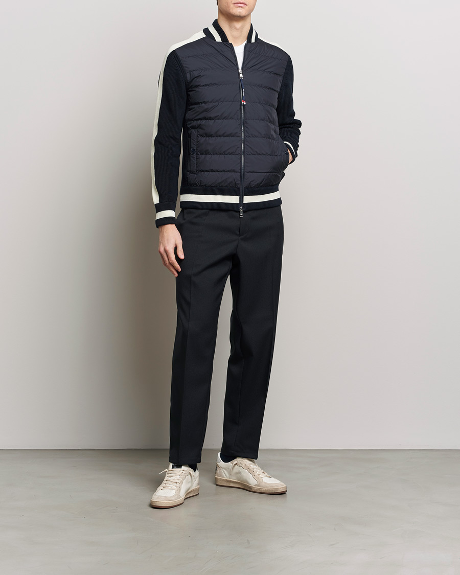 Herre | Trøjer | Moncler | Contrast Rib Padded Cardigan Navy