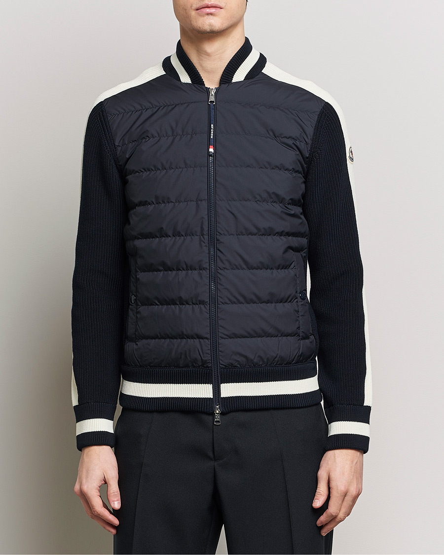 Herre | Tøj | Moncler | Contrast Rib Padded Cardigan Navy