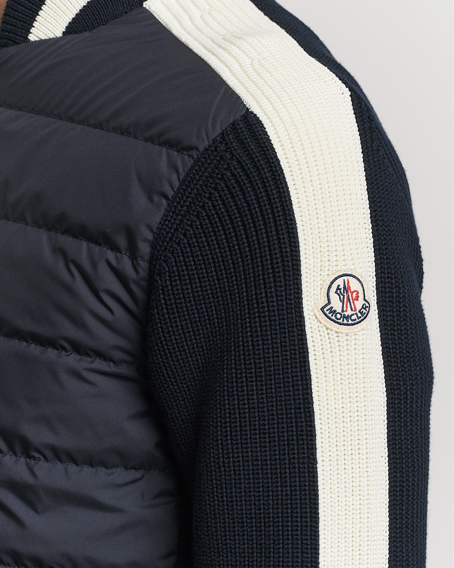 Herre | Trøjer | Moncler | Contrast Rib Padded Cardigan Navy