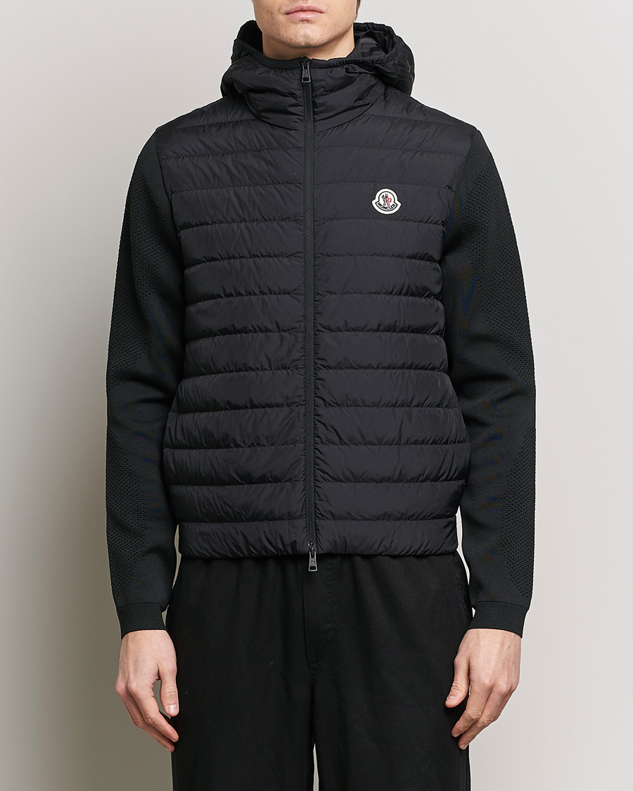 Herre | Moncler | Moncler | Hooded Hybrid Zip Cardigan Black