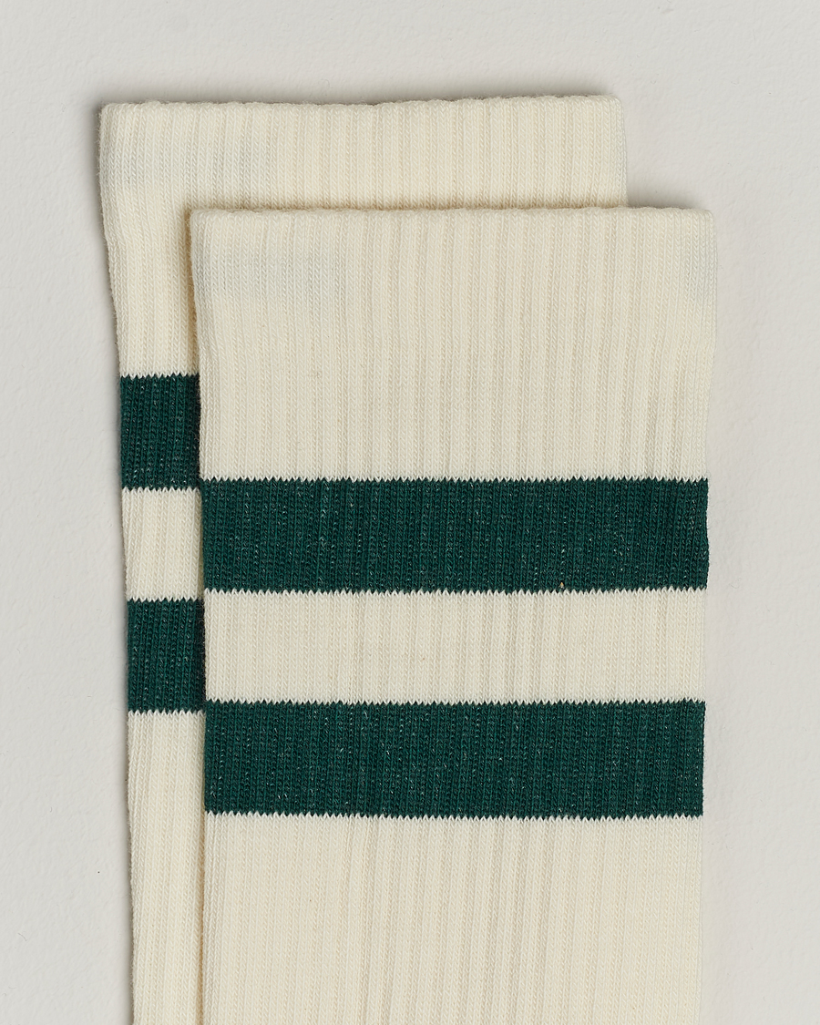 Herr | Kläder | Sweyd | Two Stripe Cotton Socks White/Green