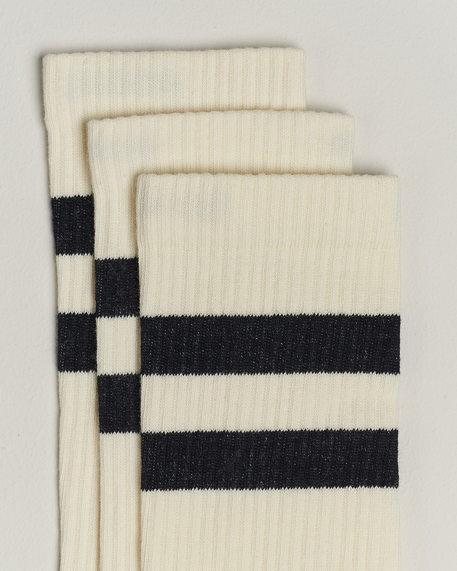 Herre | Tøj | Sweyd | 3-Pack Two Stripe Cotton Socks White/Black