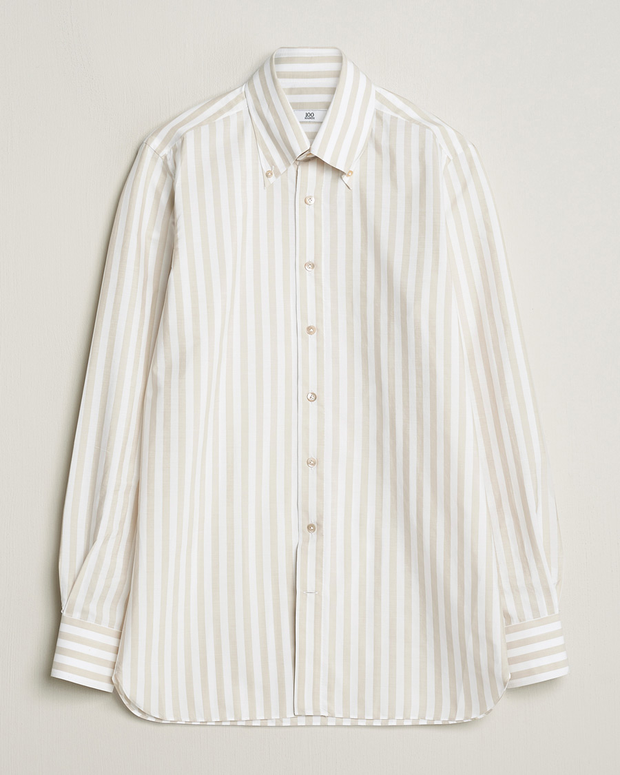 Herre |  | 100Hands | Striped Cotton Shirt Brown/White