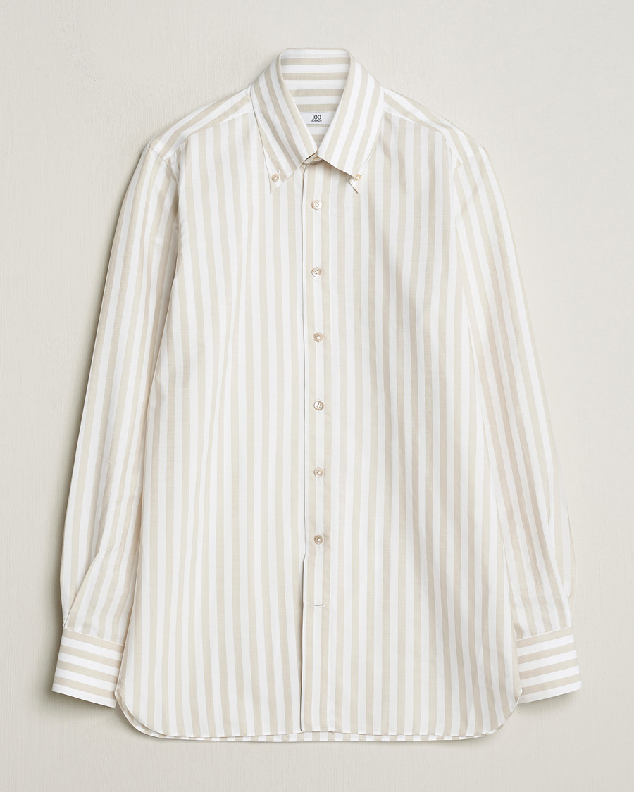 Herre | Skjorter | 100Hands | Striped Cotton Shirt Brown/White