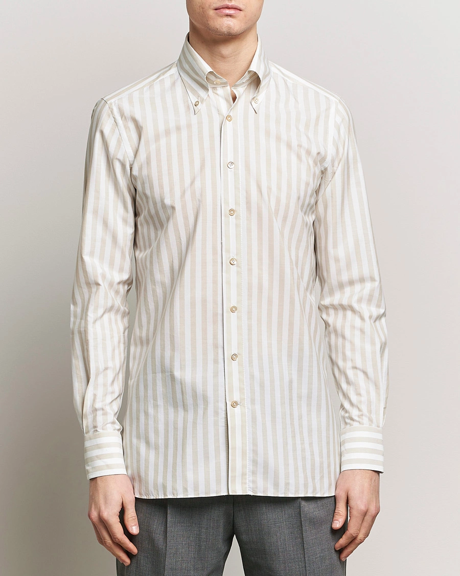 Herre | Stilsegment Formel | 100Hands | Striped Cotton Shirt Brown/White