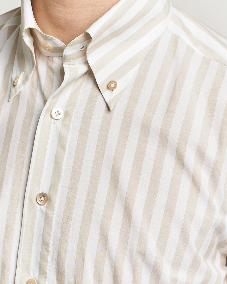 Herre | Skjorter | 100Hands | Striped Cotton Shirt Brown/White