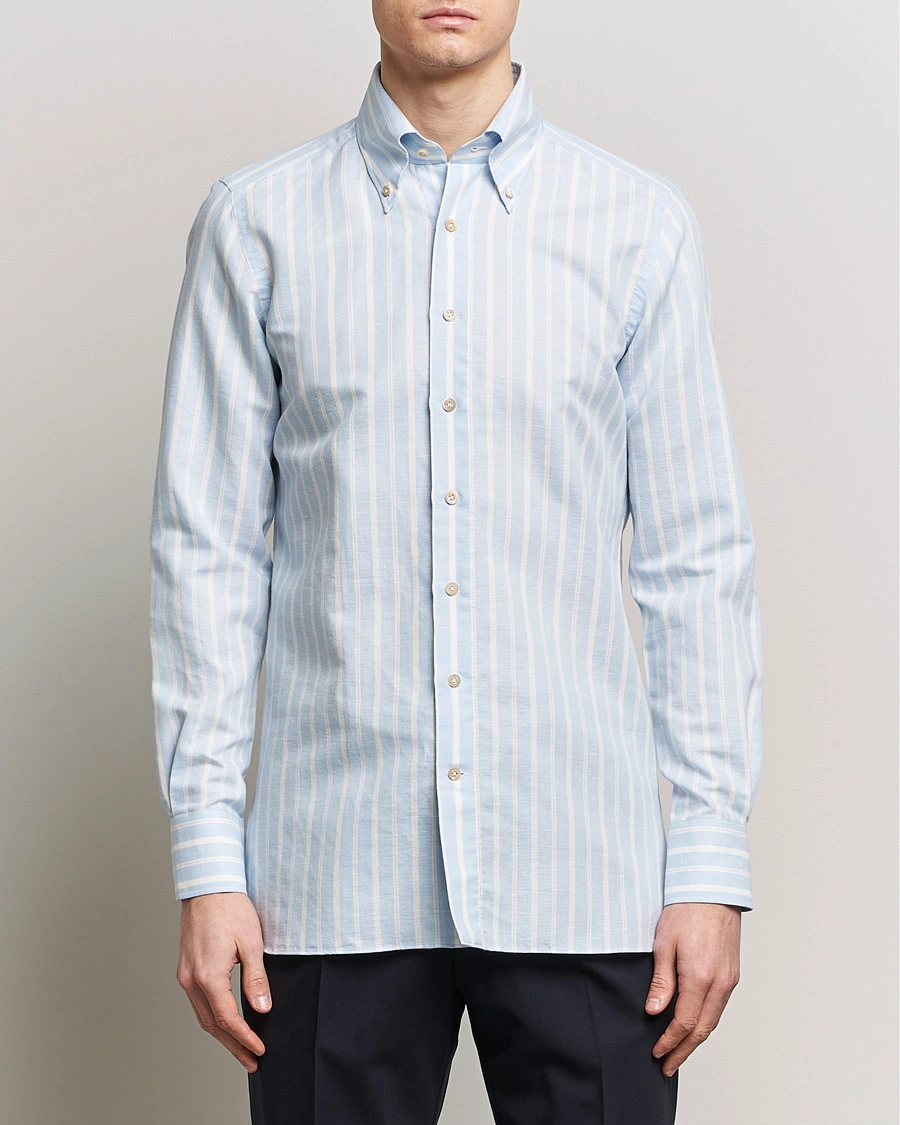 Herre | Casualskjorter | 100Hands | Cotton Striped Shirt Light Blue