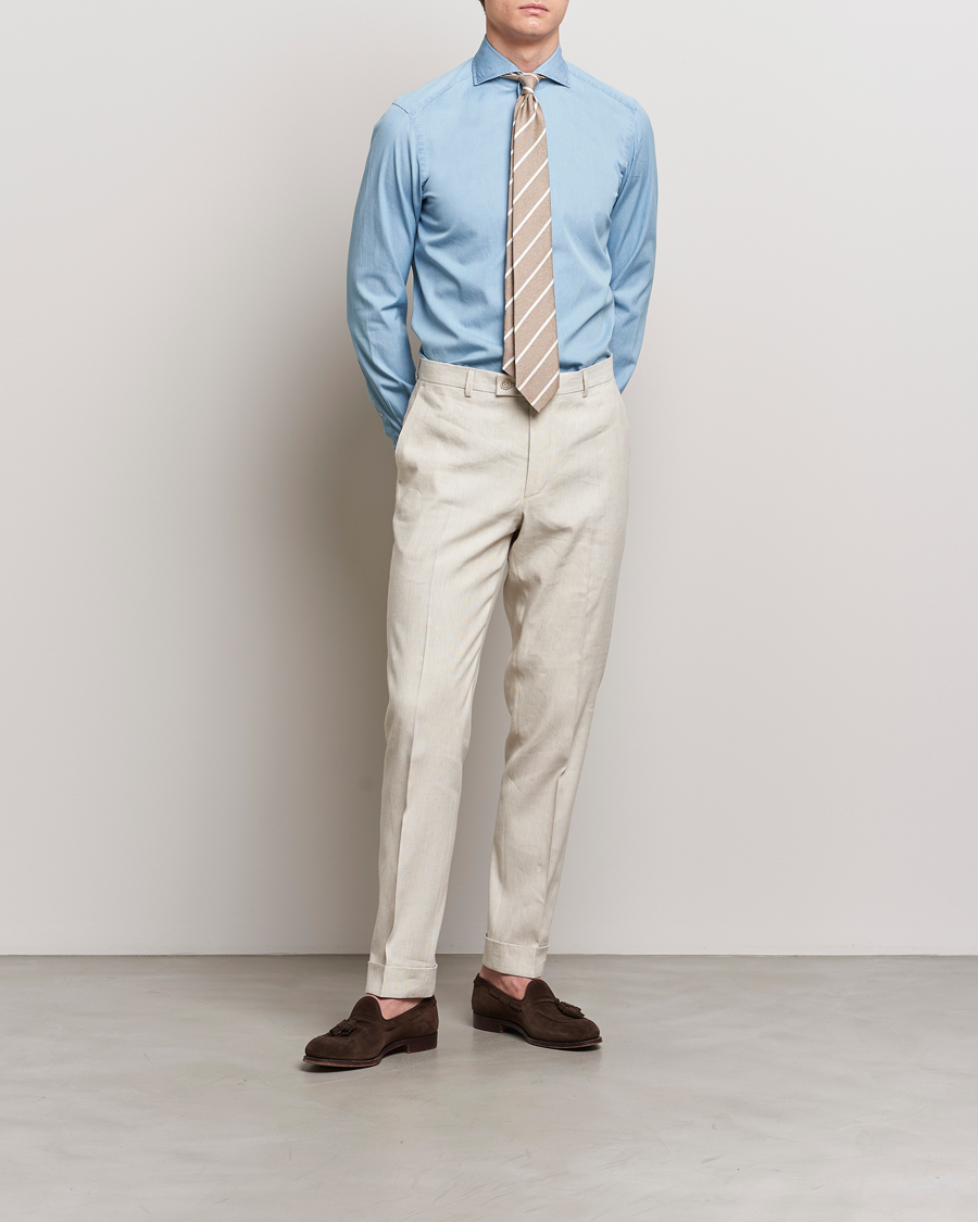 Herre | Skjorter | 100Hands | Ice Wash Denim Shirt Light Blue