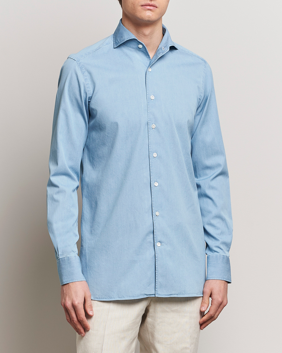 Herre | Jakkesæt | 100Hands | Ice Wash Denim Shirt Light Blue