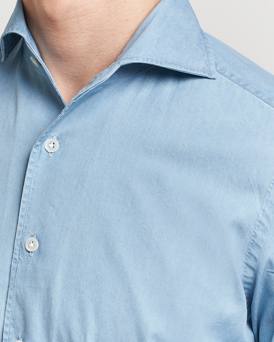 Herre | Skjorter | 100Hands | Ice Wash Denim Shirt Light Blue