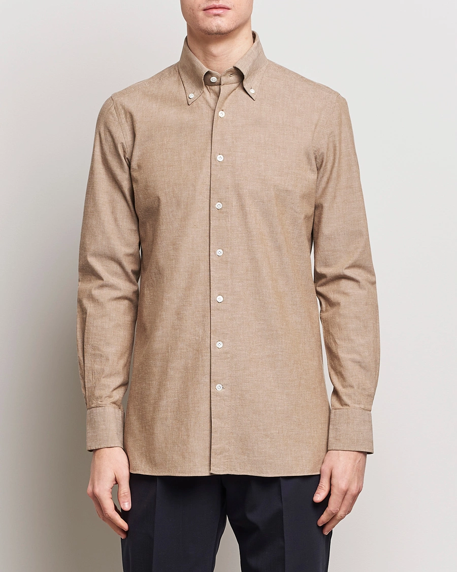 Herre | Denimskjorter | 100Hands | Japanese Chambray Shirt Brown