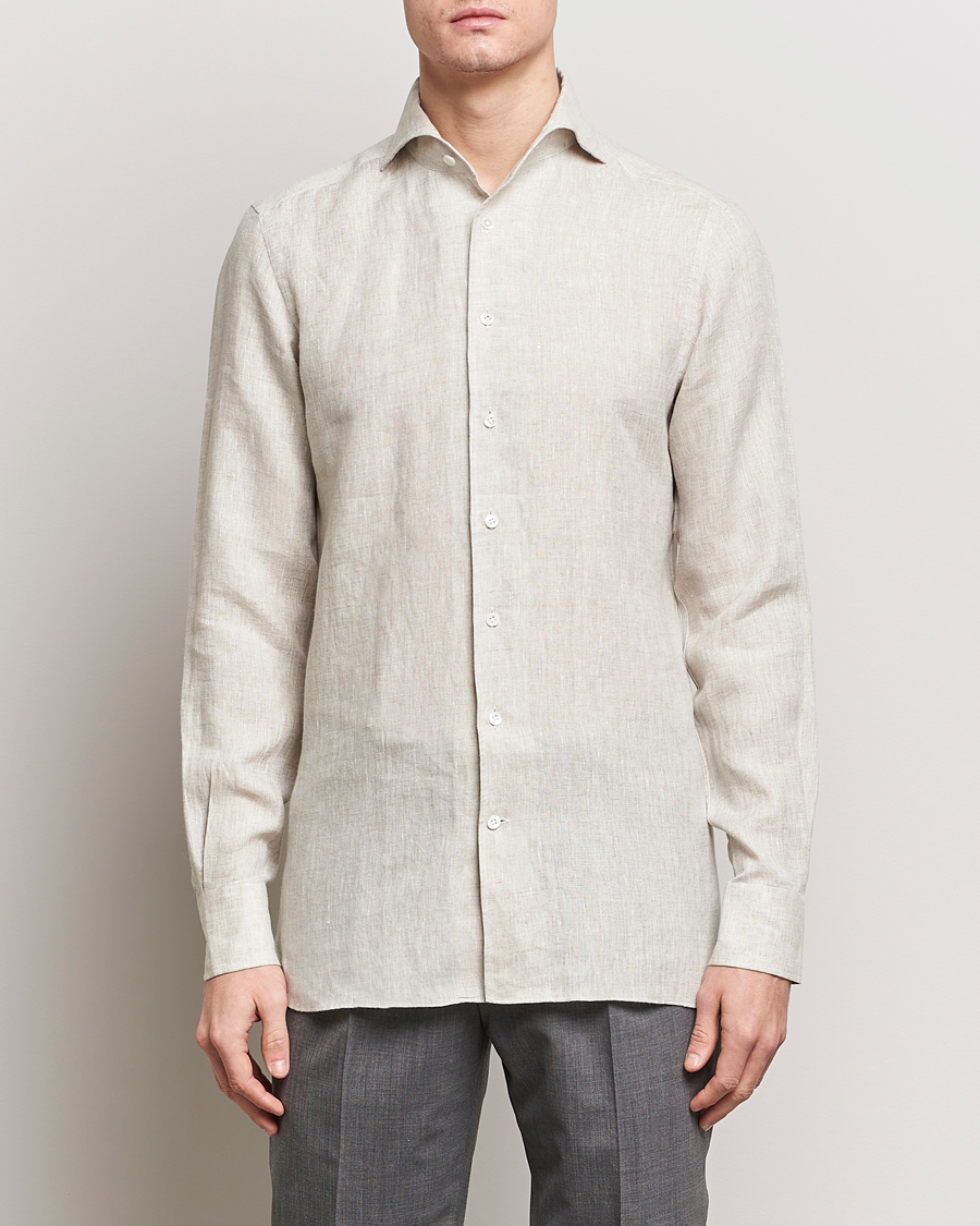 Herre | Casual | 100Hands | Linen Shirt Oatmeal