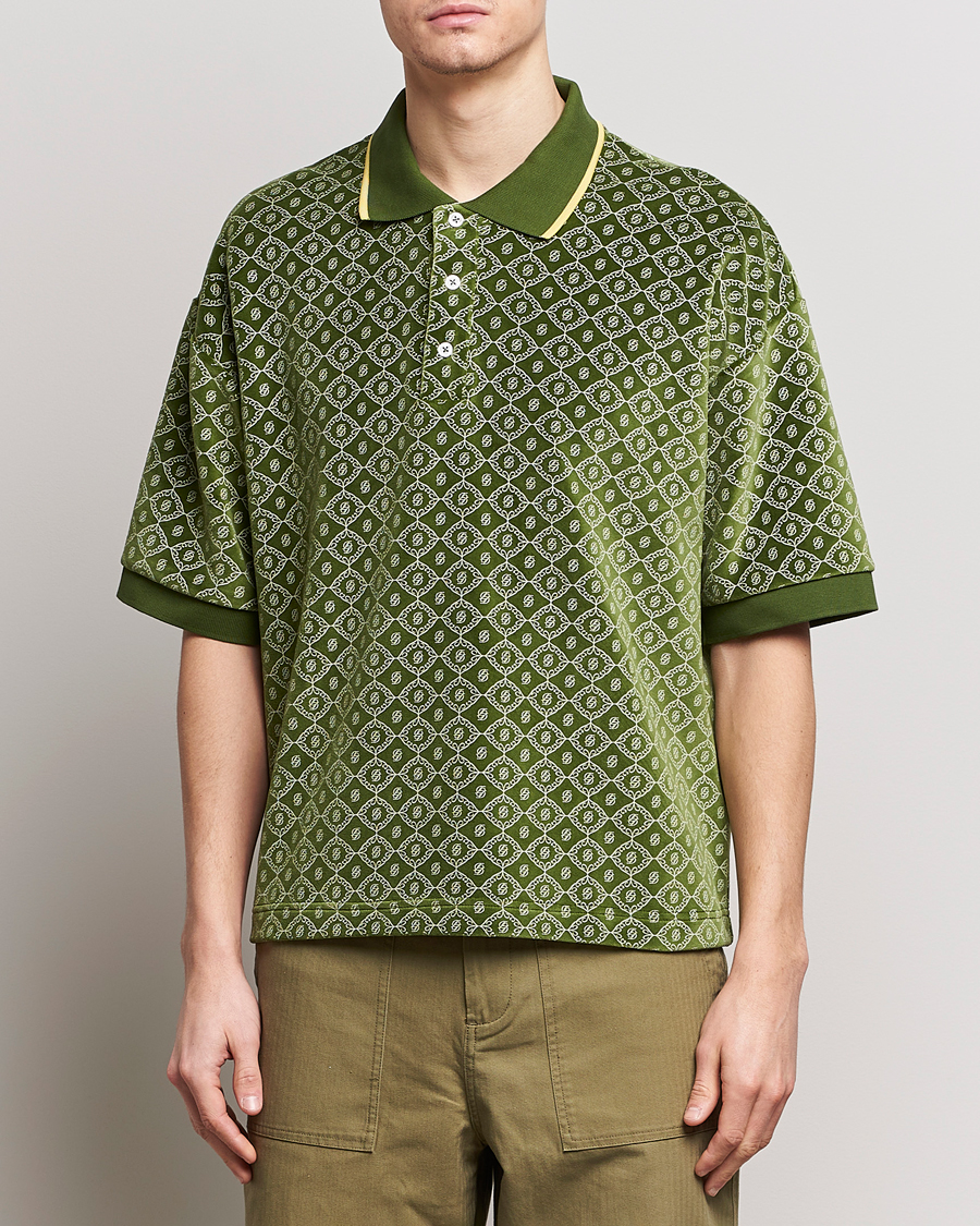 Herre | Contemporary Creators | Drôle de Monsieur | Short Sleeve Monogram Polo Green