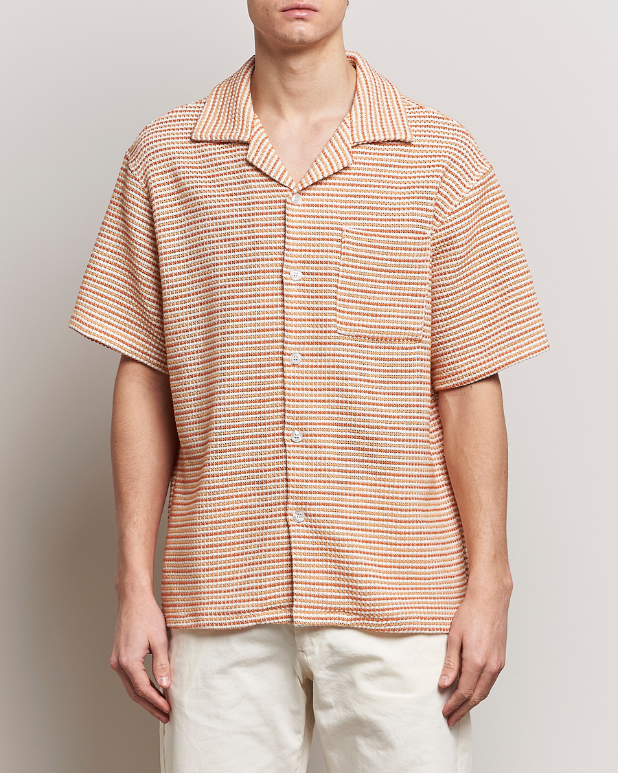 Herre | Afdelinger | Drôle de Monsieur | Micro Check Camp Shirt Orange