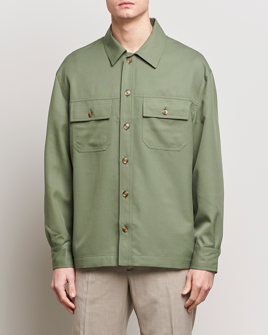 Herre | Skjorter | Drôle de Monsieur | Wool Overshirt Khaki