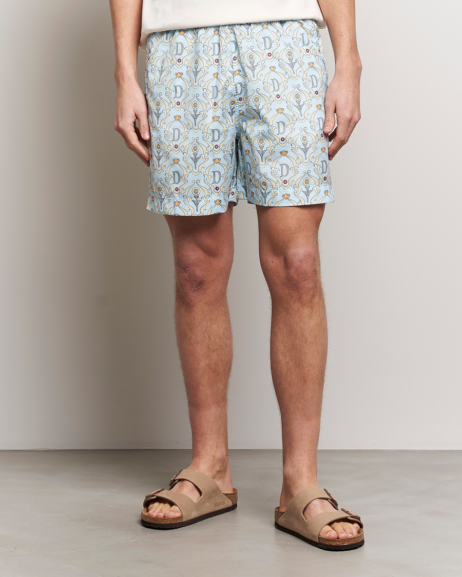 Herre | Tøj | Drôle de Monsieur | Ornaments Swim Shorts Light Blue