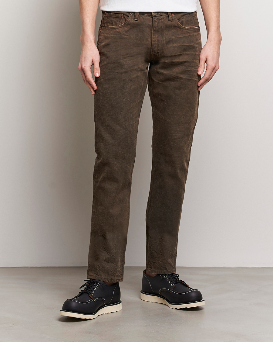 Herr | American Heritage | RRL | Slim Fit 5-Pocket Denim Distressed Brown Wash