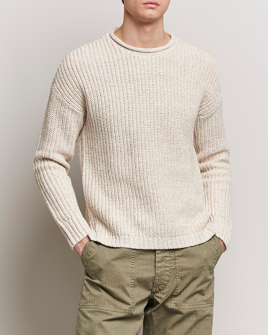 Herre |  | RRL | Cotton/Linen Crew Neck Pullover Raw White