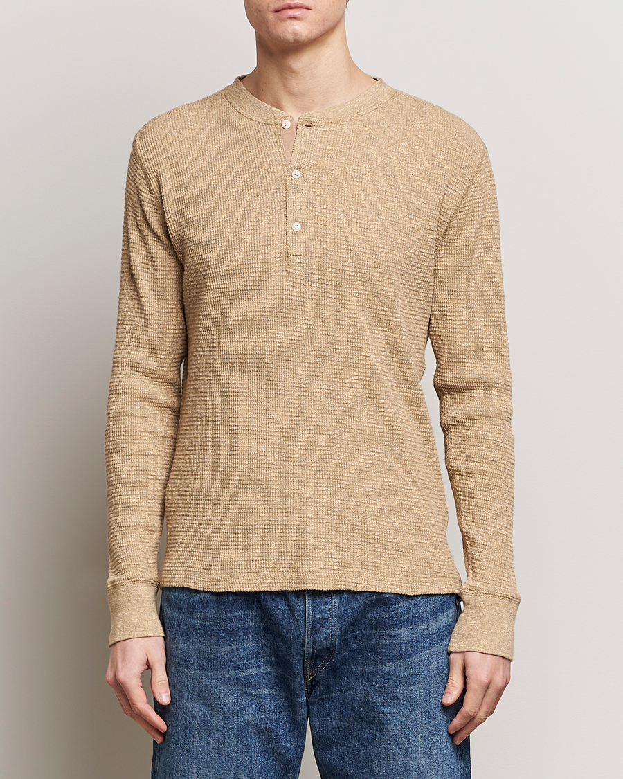 Herre | World of Ralph Lauren | RRL | Long Sleeve Henley Tan Heather