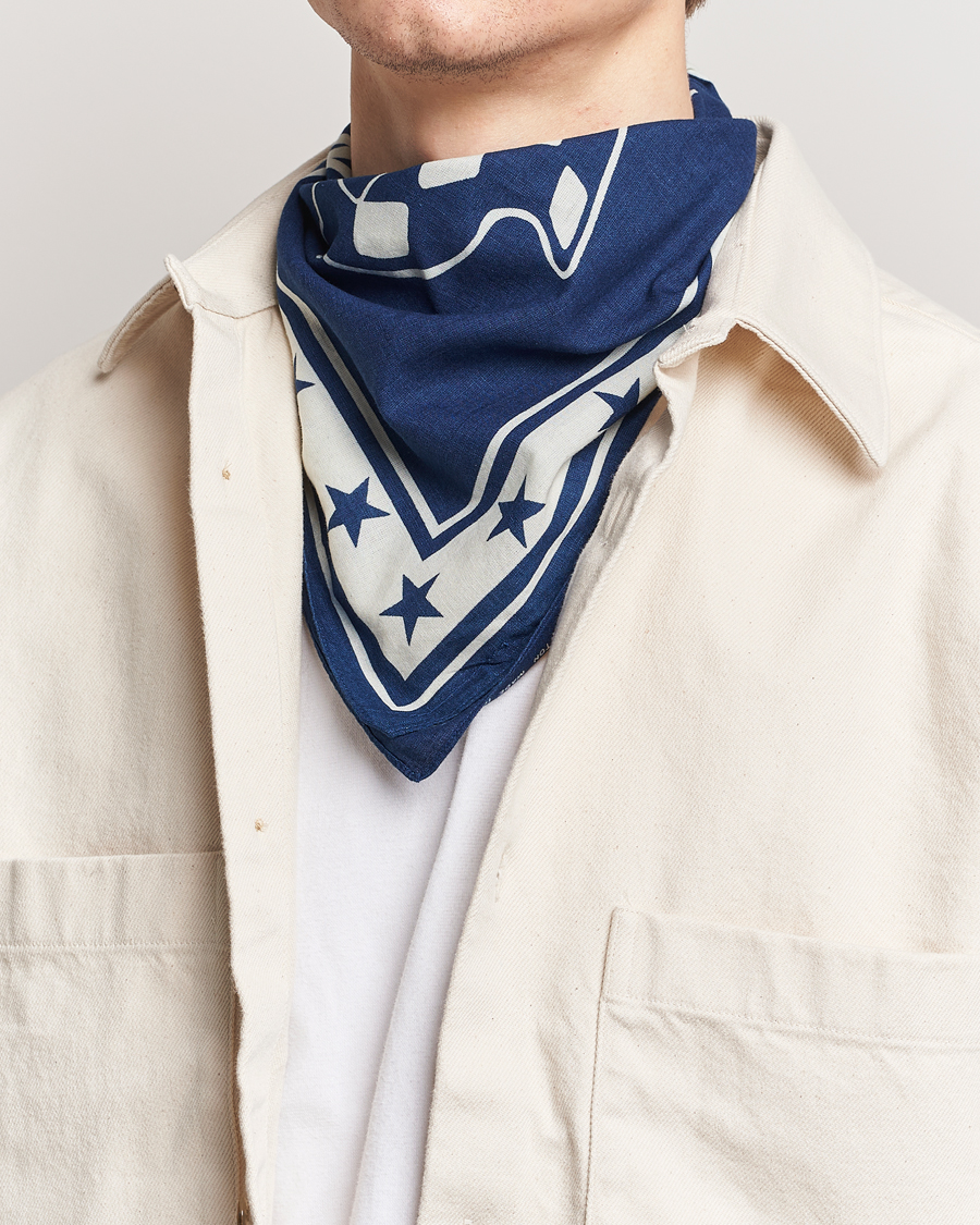 Herre | Lommeklude | RRL | Car Club Print Bandana Indigo/Cream