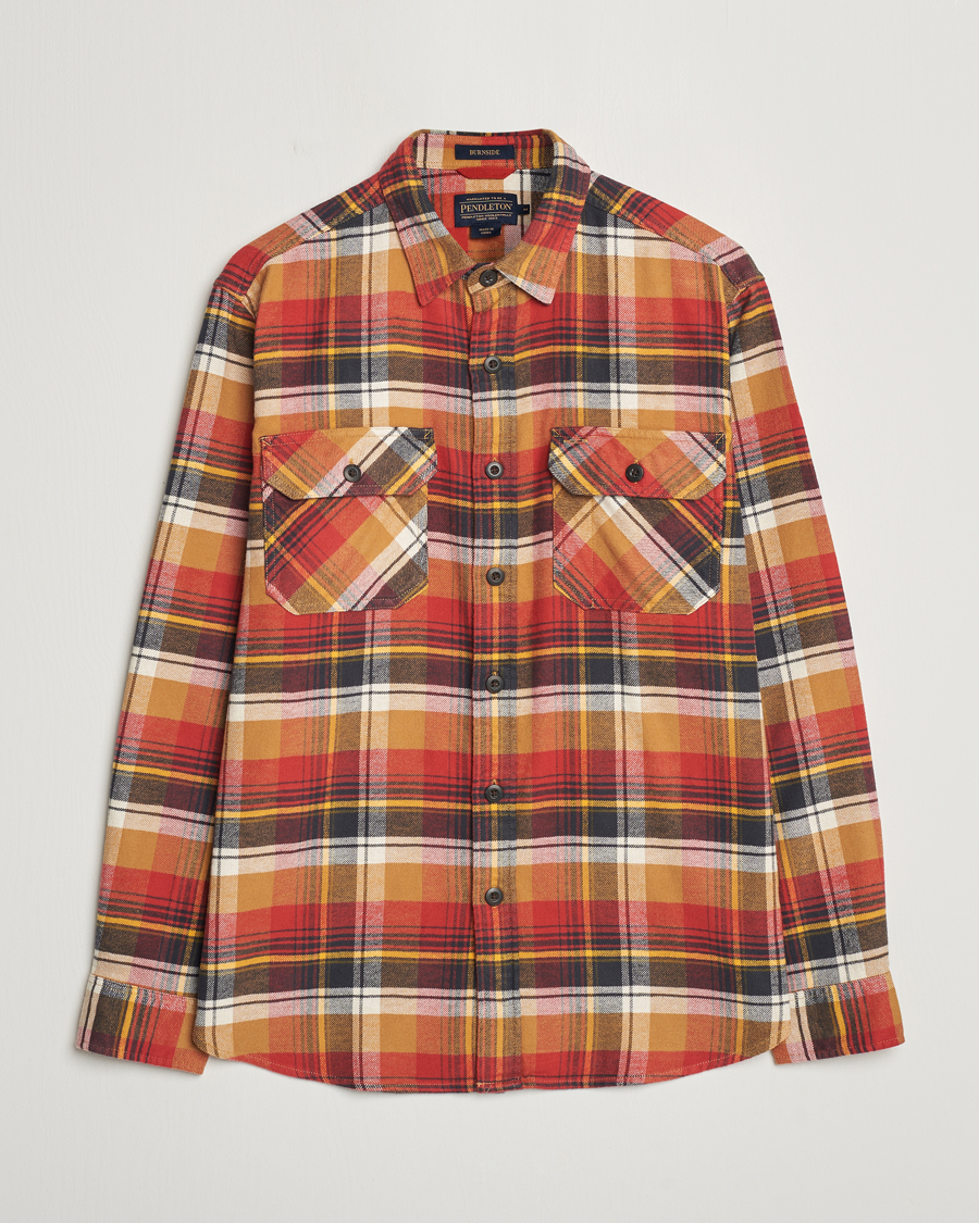 Herre | Skjorter | Pendleton | Burnside Flannel Shirt Tan/Red Plaid