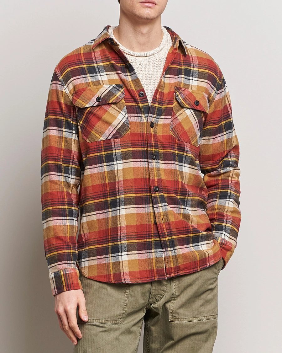 Herre | Tøj | Pendleton | Burnside Flannel Shirt Tan/Red Plaid
