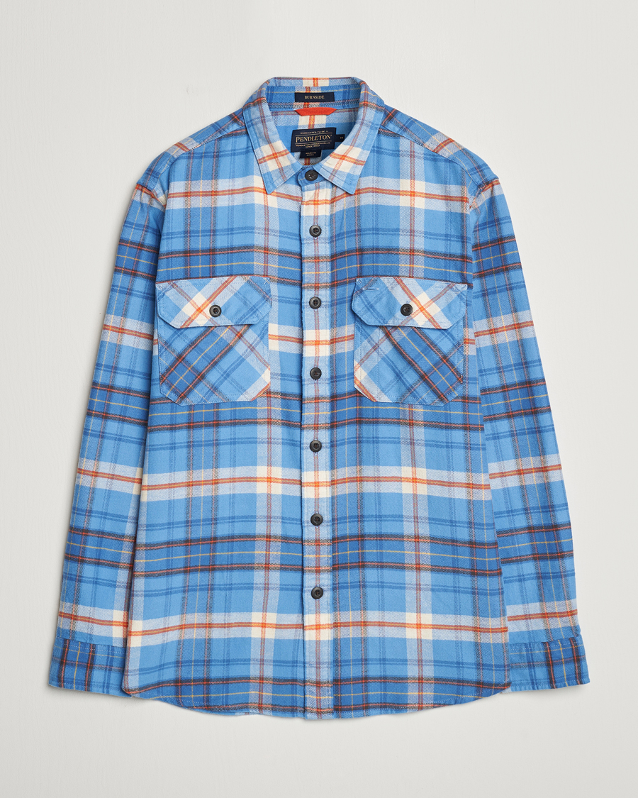 Herre |  | Pendleton | Burnside Flannel Shirt Blue/Red Plaid