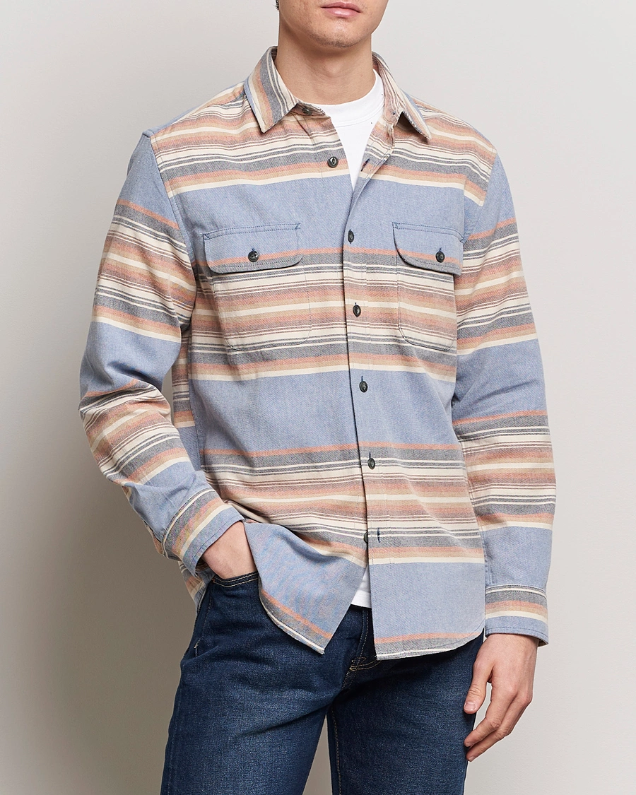 Men | Flannel Shirts | Pendleton | Beach Shack Shirt Indigo Stripe