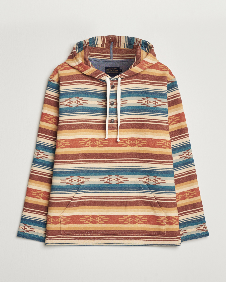 Herre | Trøjer | Pendleton | Driftwood Hoody Azure/Brown Stripe