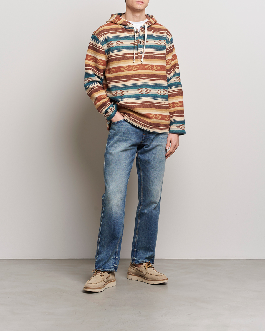 Herre | Trøjer | Pendleton | Driftwood Hoody Azure/Brown Stripe