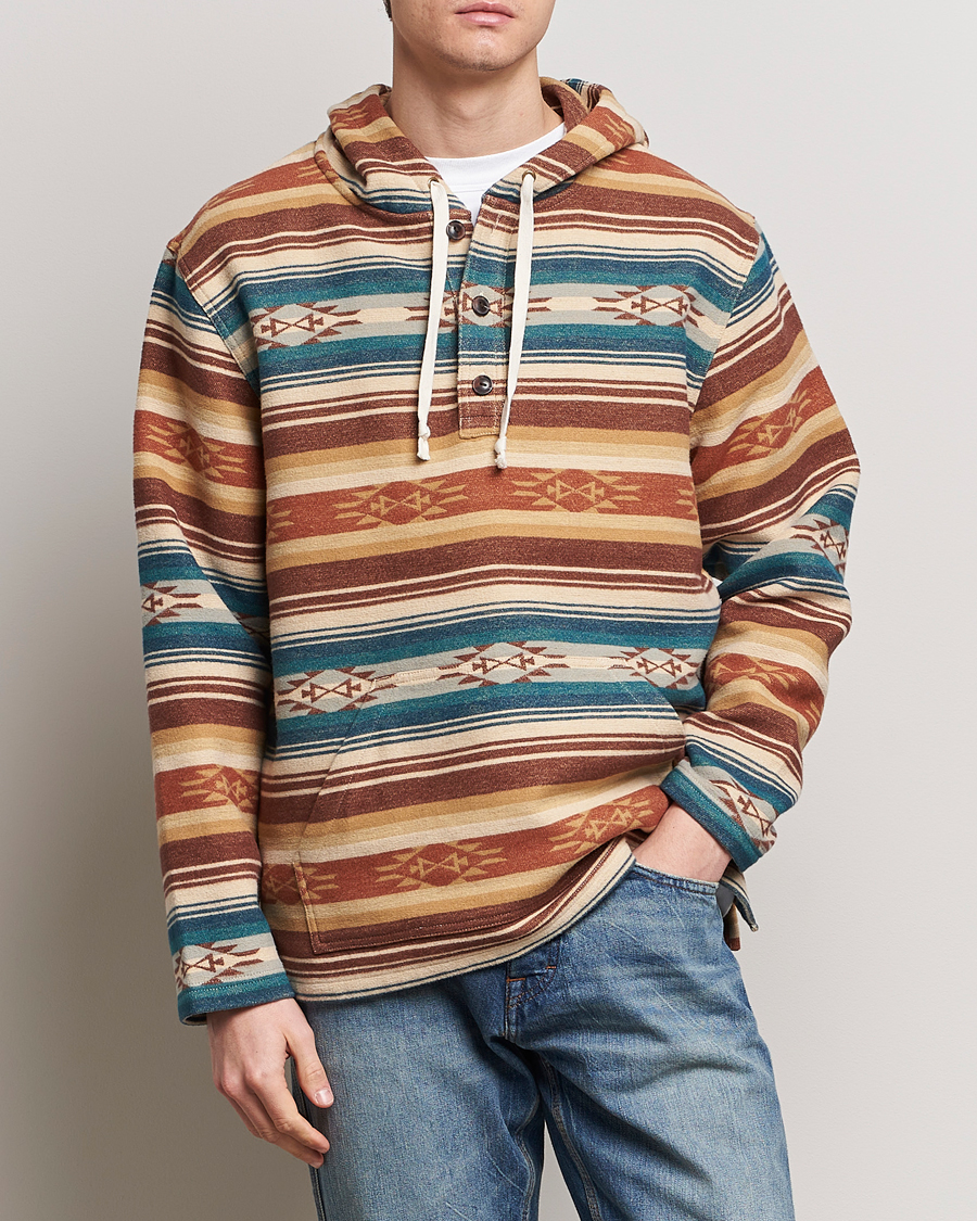 Herr |  | Pendleton | Driftwood Hoody Azure/Brown Stripe