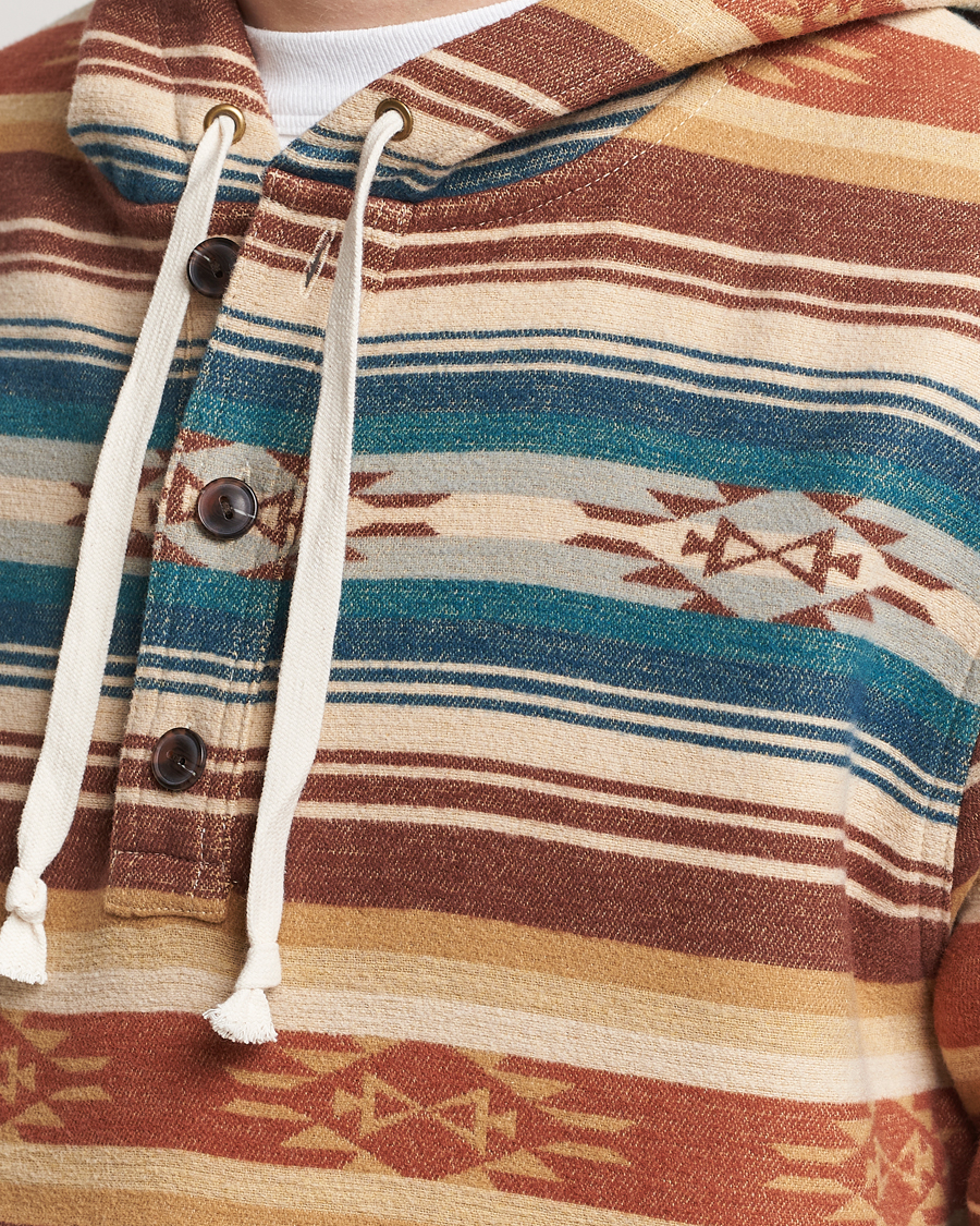 Herre | Trøjer | Pendleton | Driftwood Hoody Azure/Brown Stripe