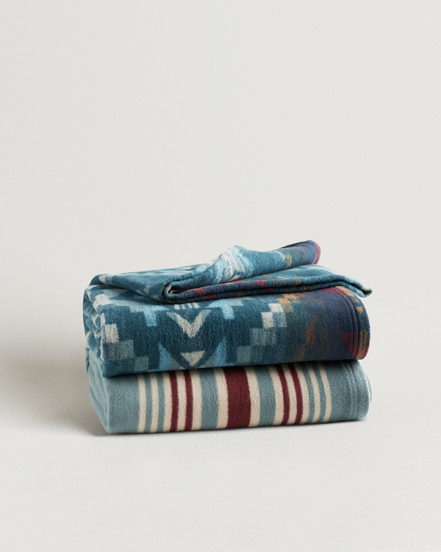 Herre | Pendleton Blanket Set 2-Pack Carico/Marine Stripe | Pendleton | Blanket Set 2-Pack Carico/Marine Stripe