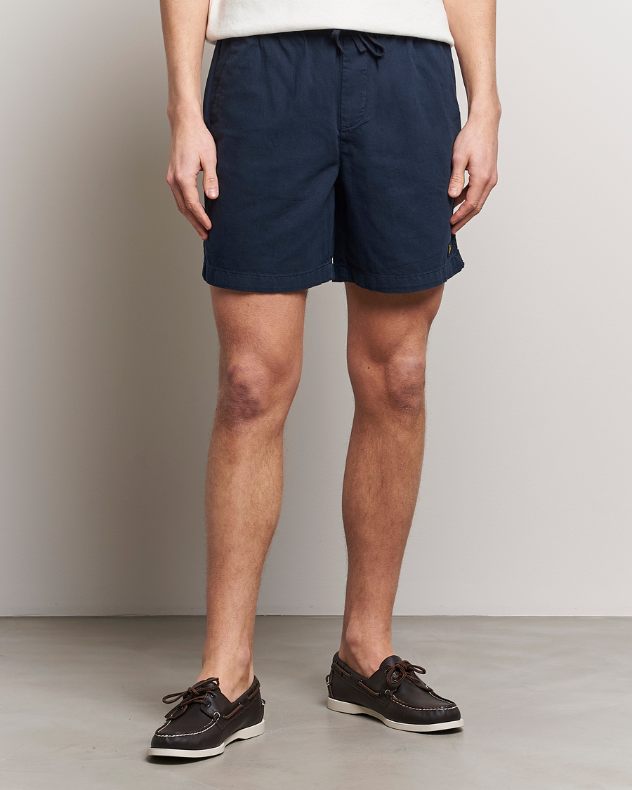 Herre | The linen lifestyle | Lyle & Scott | Linen Drawstring Shorts Dark Navy