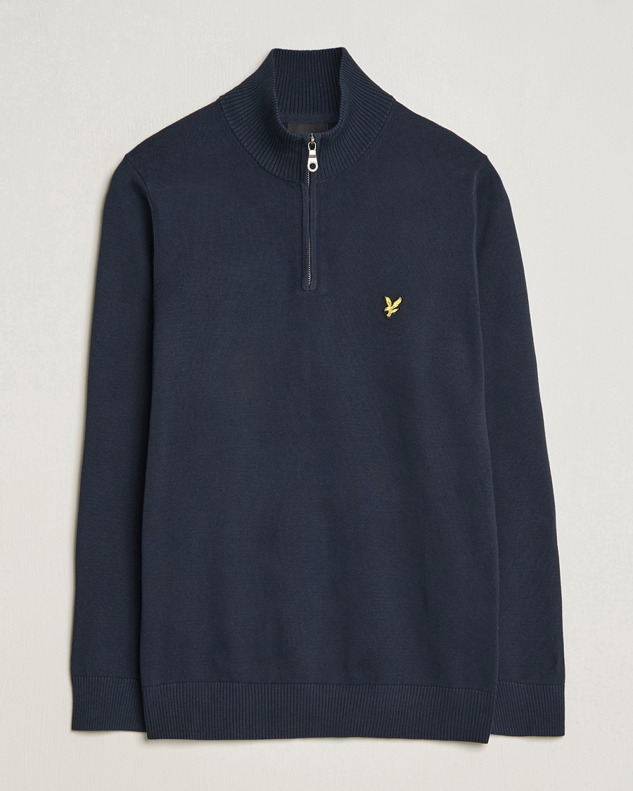 Herre | Trøjer | Lyle & Scott | Cotton Knitted Half Zip Dark Navy