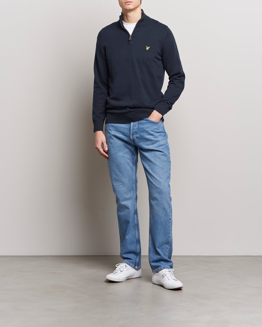Herre | Trøjer | Lyle & Scott | Cotton Knitted Half Zip Dark Navy