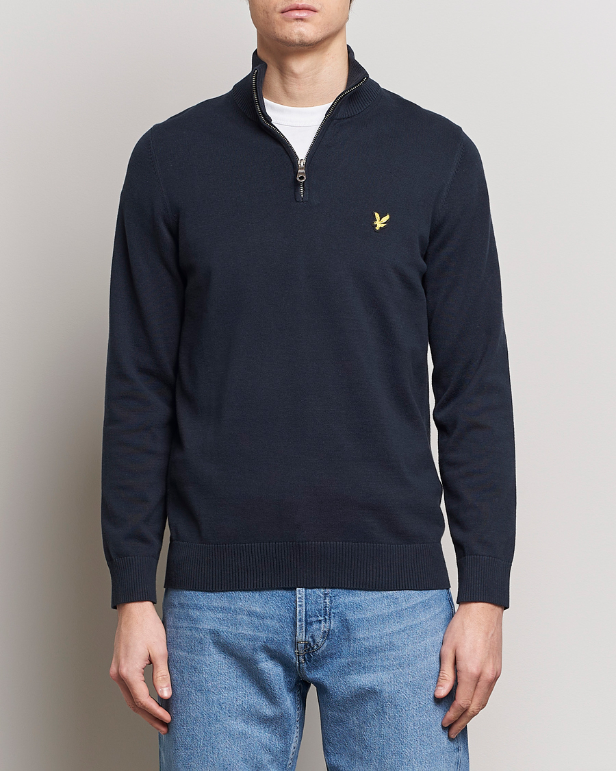 Herre | Trøjer | Lyle & Scott | Cotton Knitted Half Zip Dark Navy